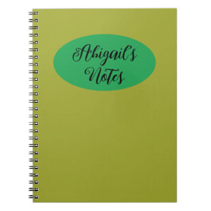 Minimalist Mustard & Green Personalized With Name Notebook