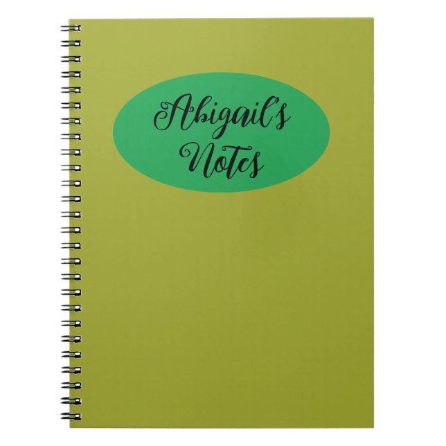 Minimalist Mustard & Green Personalized With Name Notebook (Front)