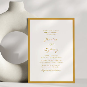 Minimalist Mustard Yellow Border Bridal Shower Invitation