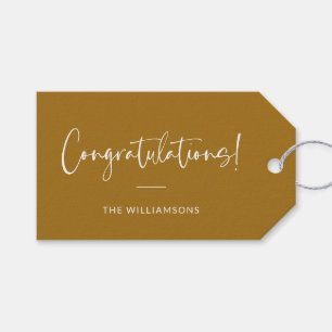 Minimalist Mustard Yellow Custom Congratulations Gift Tags