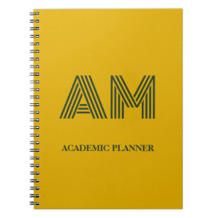 Minimalist Mustard Yellow & Forest Green Monogram Notebook