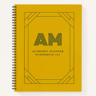Minimalist Mustard Yellow & Forest Green Monogram Notebook