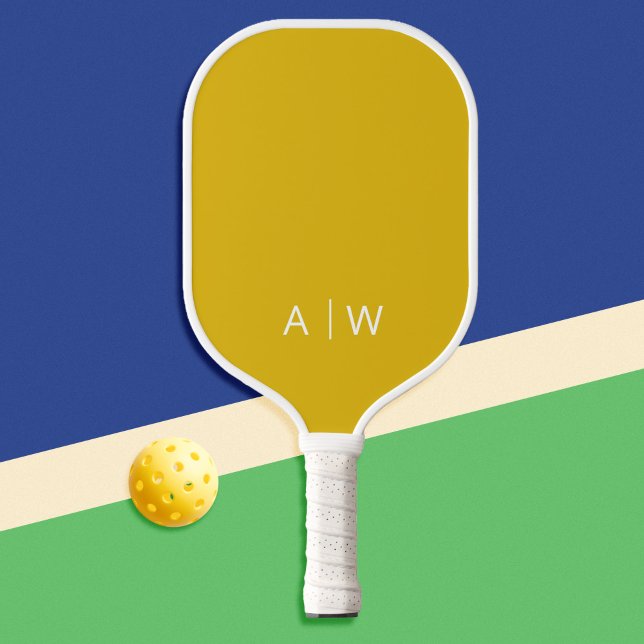 Minimalist Mustard Yellow Modern Monogram Pickleball Paddle (Creator Uploaded)