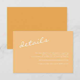 Minimalist Mustard Yellow Wedding Details Enclosure Card