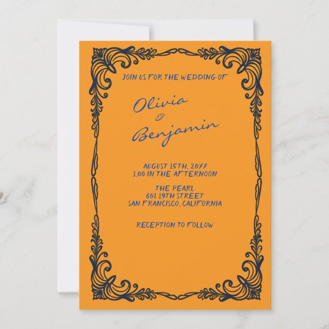 Minimalist Mustard Yellow Wedding Invitation (Front)