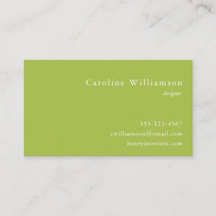 Minimalist Muted Lime Green Elegant Professional  Business Card