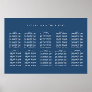 Minimalist Muted Navy Blue Wedding Seating Chart