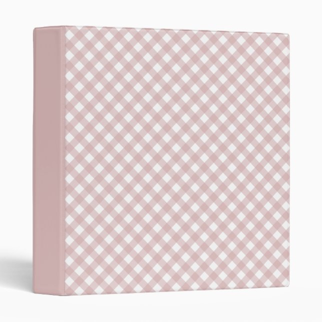 Minimalist Muted Pink Shade Plaid Pattern Binder (Front/Spine)