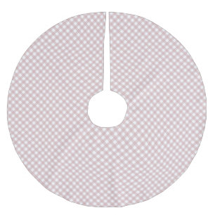 Minimalist Muted Pink Shade Plaid Pattern Brushed Polyester Tree Skirt