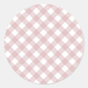 Minimalist Muted Pink Shade Plaid Pattern Classic Round Sticker