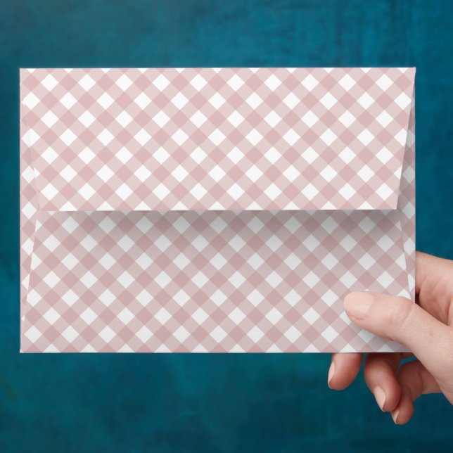 Minimalist Muted Pink Shade Plaid Pattern Envelope (Hand)