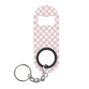 Minimalist Muted Pink Shade Plaid Pattern Keychain Bottle Opener