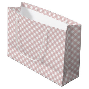 Minimalist Muted Pink Shade Plaid Pattern Large Gift Bag