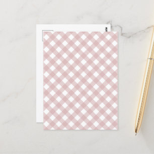 Minimalist Muted Pink Shade Plaid Pattern Postcard