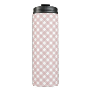 Minimalist Muted Pink Shade Plaid Pattern Thermal Tumbler