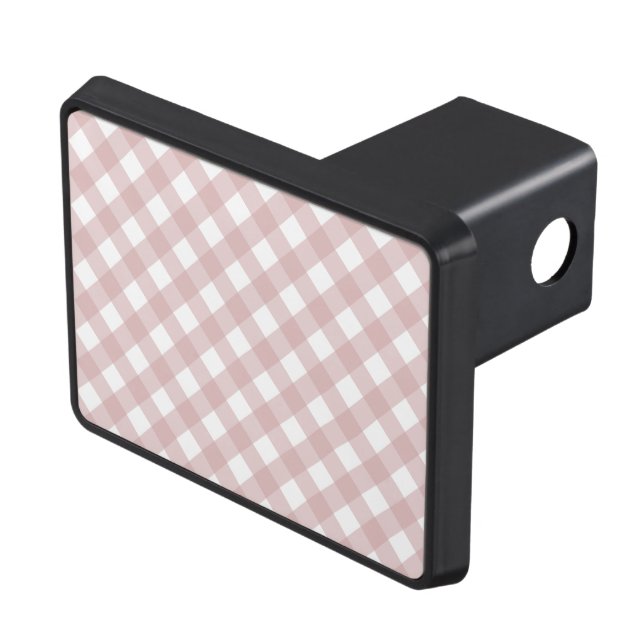 Minimalist Muted Pink Shade Plaid Pattern Trailer Hitch Cover (Top Right)