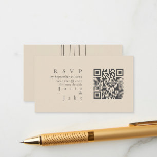 Minimalist Muted Tones Flowers QR Code RSVP Enclosure Card
