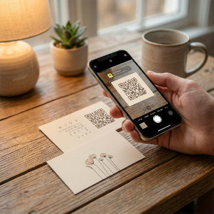 Minimalist Muted Tones Flowers RSVP with QR Code Enclosure Card