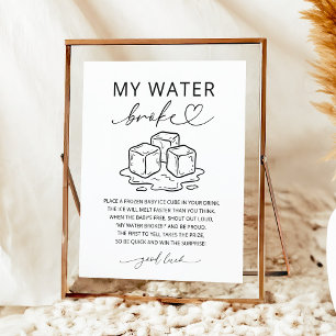 Minimalist My Water Broke Baby Shower Game Sign