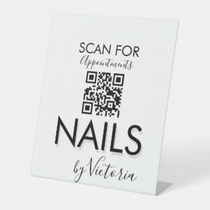 Minimalist Nail Salon Appointments QR Code   Pedestal Sign