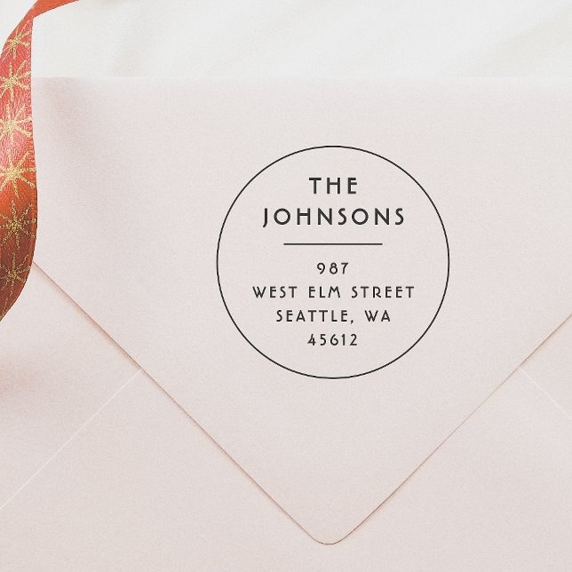 Minimalist Name & Address Typography Round Rubber Stamp (Creator Uploaded)