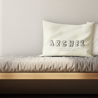 Minimalist Name Birth Stats Ecru Accent Pillow