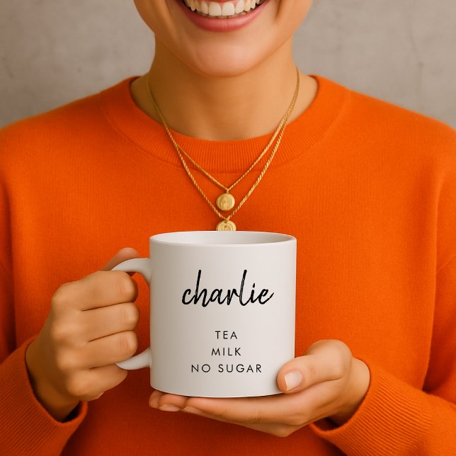 Minimalist Name | Drink Preference Tea Milk Sugar Coffee Mug (Creator Uploaded)