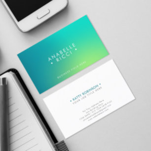 Minimalist Name   Gradient   Tosca and Yellow Business Card