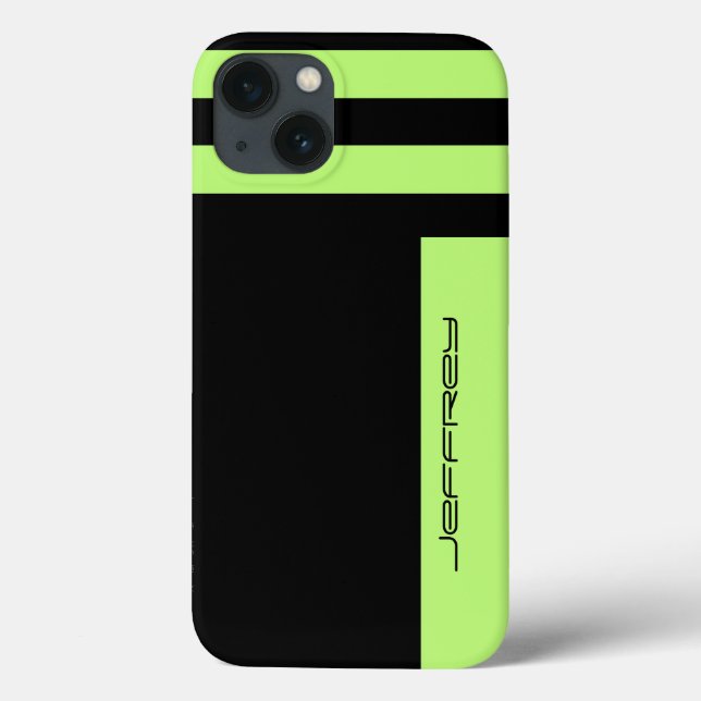 Minimalist, Name, Green & Black Two Way Stripe Case-Mate iPhone Case (Back)