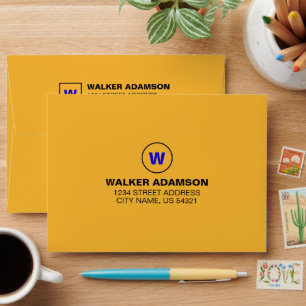 Minimalist Name Monogram Return Address On Envelope