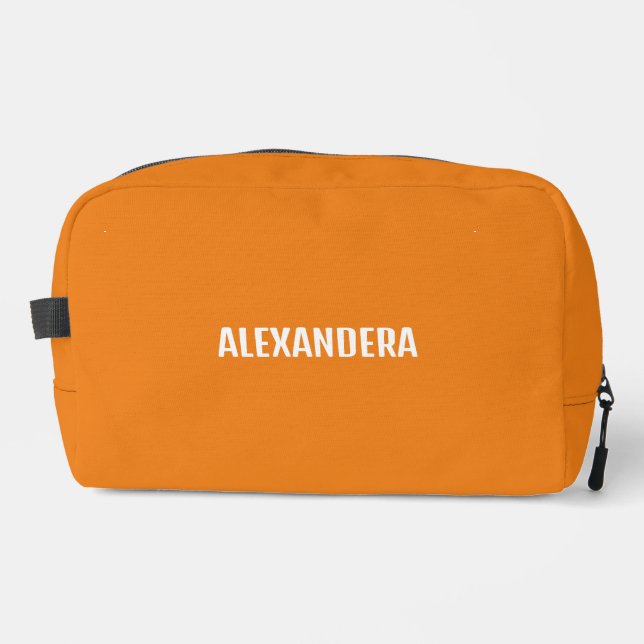 Minimalist Name Orange Bachelorette Gift Dopp Kit (Front)
