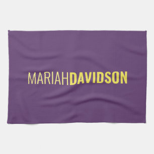 Minimalist Name Professional Indigo & Yellow Kitchen Towel