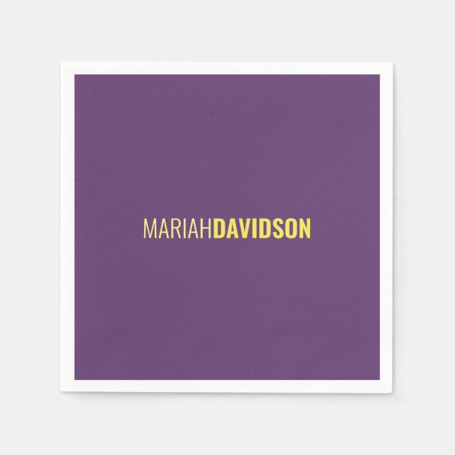 Minimalist Name Professional Indigo & Yellow Napkin (Front)