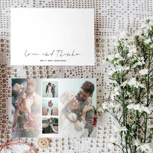 Minimalist Name Script Photo Wedding Love Thanks Card