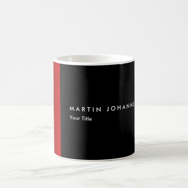 Minimalist name title black red professional coffee mug (Center)