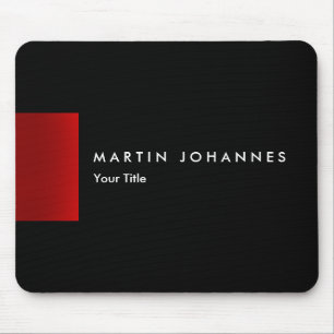 Minimalist name title black red professional mouse pad