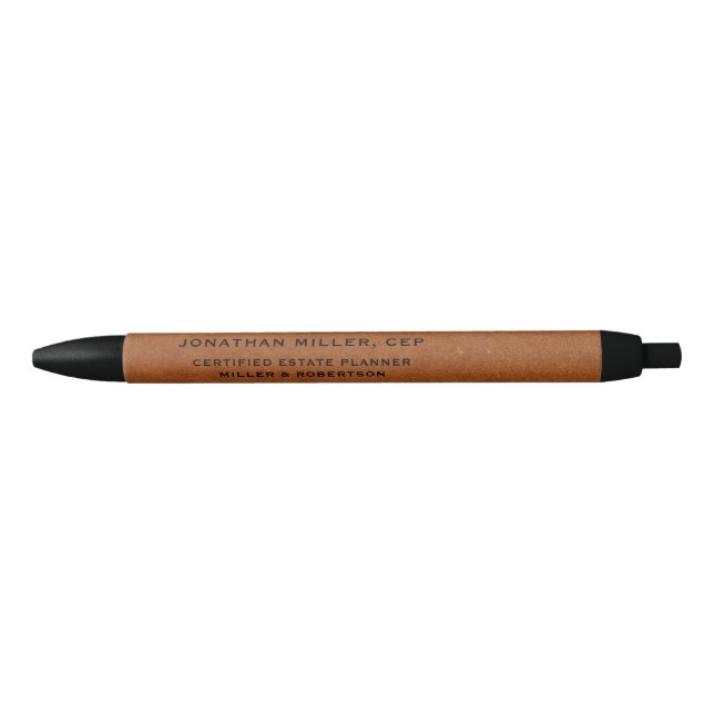 Minimalist Name Title Company Typographic Black Ink Pen (Front)