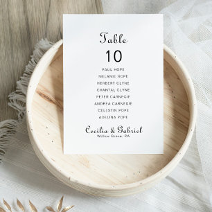 Minimalist Name Wedding Table 10 Seating Chart Invitation