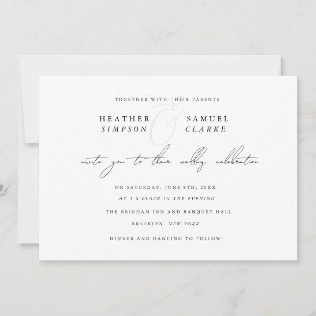 Minimalist Names Script Wedding Invitation (Front)