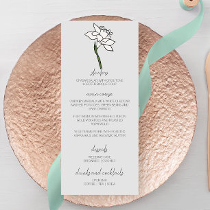 Minimalist Narcissus Flower Wedding Menu