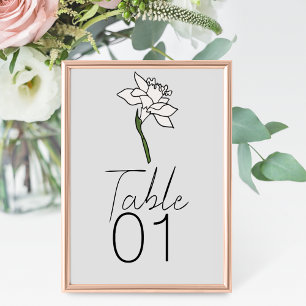 Minimalist Narcissus Wedding Table Number