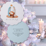 Minimalist Nativity Scene All Is Calm Christmas Ornament Card<br><div class="desc">Minimalist Nativity Scene All Is Calm Christmas. A handy all-in-one ornament and card, with a charming modern nativity scene Mary, Joseph and baby Jesus, with a line from the favourite carol Silent Night : All Is Calm All is Bright. in a stylish modern script. With your festive greeting and names...</div>