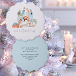 Minimalist Nativity Scene Carol Lyrics Christmas Ornament Card<br><div class="desc">Minimalist Nativity Scene Carol Lyrics Christmas. A handy all-in-one ornament and card, with a charming modern nativity scene Mary, Joseph and baby Jesus, and the three wise men, with a line from the favourite carol We Three Kings : Guide Us to Thy Perfect Light. in a stylish modern script. With...</div>
