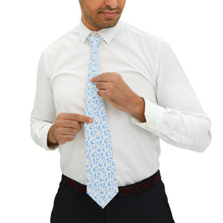 Minimalist nature | Blue leaves Pattern Tie