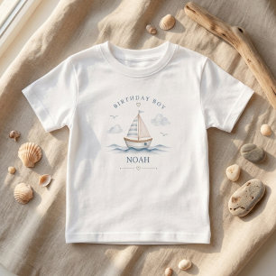 Minimalist Nautical Birthday Sailboat Coastal Toddler T-shirt