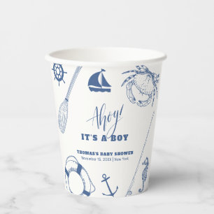 Minimalist Nautical Fishing Boy Baby Shower Paper Cups