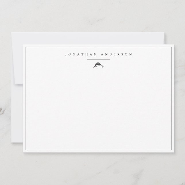 Minimalist Nautical Swordfish Custom Note Card (Front)