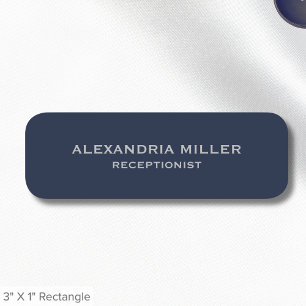 Minimalist Navy and Grey Name Tag
