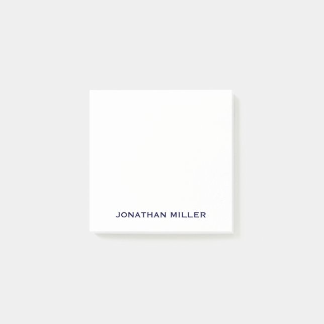 Minimalist Navy and White Monogram 3x3 Post-it Notes (Front)