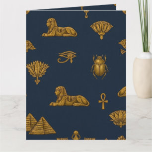 Minimalist Navy & Antique Gold Egyptian Pattern Card